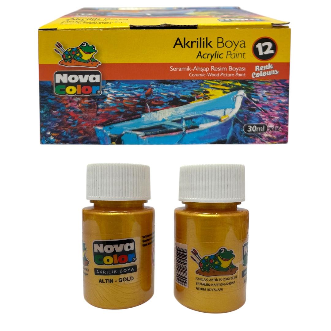 NOVA COLOR AKRİLİK BOYA ALTIN(GOLD)  RENK 12'Lİ PAKET